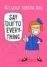 Cute Birthday Card - French Girl - Oui created by Running with Scissors