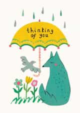 Cute Thinking Of You Card - Animal Friends - Umbrella created by Happy Wolf