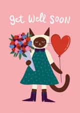 Cute Get Well Card - Cat With Flowers created by Happy Wolf
