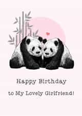 Cute Birthday Card - Lovely Girlfriend - Pandas created by Beth Higgins Art