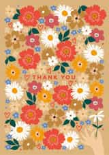 Pretty Thank You Card - Bright Blooms - Flowers created by Eli the Goat