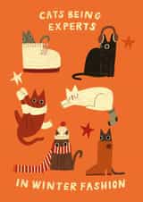 Funny Just Because Card - Winter Fashion Cats created by A Does Art