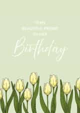 Classic Yellow Tulips Floral Birthday Card for a Friend created by Lisa Swift Illustration