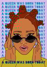 Arty Birthday Card - Space Buns Queen created by Ella-Mia Grant