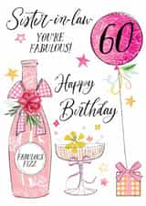Traditional 60th Birthday Card - For Sister-In-Law - Fabulous Fizz created by Katie Phythian Design