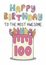 Classic Birthday Card - 100th - Awesome Grandma created by Schnauzer Scribbles