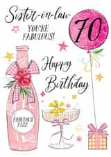 Traditional 70th Birthday Card - For Sister-In-Law - Fabulous Fizz created by Katie Phythian Design