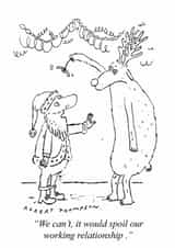 Funny Christmas Card - Santa And Reindeer - Mistletoe created by Punch Limited