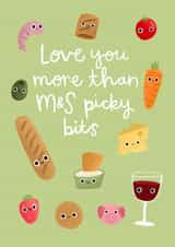 Cute Anniversary Card - Love You More Than M&S Picky Bits - Food created by Becky Down