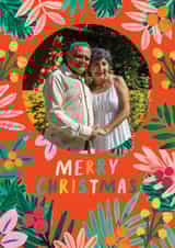 Personalised Christmas Photo Card created by Katt Jones - Pretty Christmas Card - Colourful Foliage