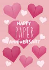 Cute Anniversary Card - 1st - Paper Hearts created by Sian Moore Illustration