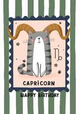Cute Birthday Card - Capricorn Cat created by Nicola Watson
