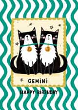 Cute Birthday Card - Gemini Cats created by Nicola Watson