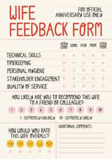 Funny Anniversary Card - For Wife - Feedback Form created by Christine Cuddihy Illustration