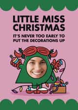 Personalised Christmas Photo Card created by Mr. Men - Funny Christmas Card - Little Miss Christmas - Decorations Up Early