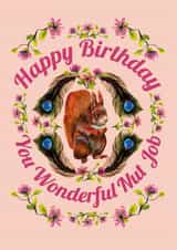 Happy Birthday - squirrel pretty floral card created by HANNAH REVELL