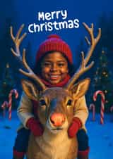 Cute Christmas Card - Magical Rudolph Ride created by Woody's Design