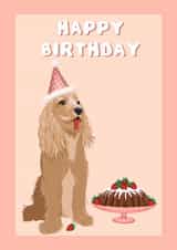 Cute Birthday Card - Golden Spaniel - Cake created by Suzanne Taktak
