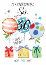 Traditional 30th Birthday Card - For Son - Balloons created by Katie Phythian Design