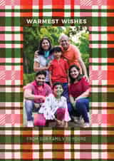 Personalised Christmas Photo Card created by Heartell Press - Classic Christmas Card - Colourful Tartan - Warmest Wishes