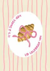 Cute celebration card - croissant with bow created by Danii Doodles