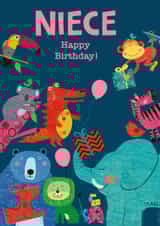 Cute Birthday Card - For Niece - Animals created by Rocket68