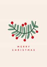 Classic Christmas Card - Illustrated Festive Branch Design - Holly Leaf created by Liina Lember