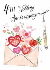 Traditional 4th Wedding Anniversary Card - With Love - Letter created by Katie Phythian Design