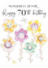 Traditional 70th Birthday Card - For Auntie - Flowers created by Katie Phythian Design