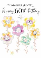 Traditional 60th Birthday Card - For Auntie - Flowers created by Katie Phythian Design