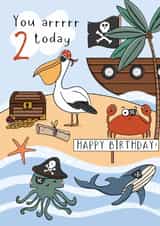 Cute 2nd Birthday Card - For Him - Pirate Themed created by Little Prints Fred Designs