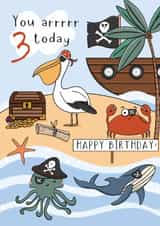 Cute 3rd Birthday Card - For Him - Pirate Themed created by Little Prints Fred Designs