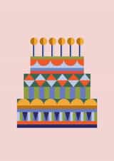 Classic Birthday Card – For Him - Modern Graphic Birthday Cake created by Liina Lember