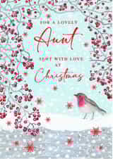 Traditional Christmas Card - For Aunt - Robin  berries created by Nigel Quiney