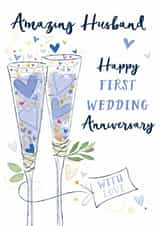 Classic Anniversary Card - Husband - 1 Year - Happy First Anniversary created by Katie Phythian Design