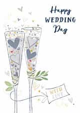 Classic Wedding Card - Happy Wedding Day - Glasses created by Katie Phythian Design