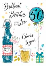 Classic 50th Birthday Card - For Brother In Law - Beer created by Katie Phythian Design