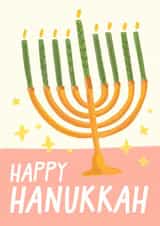Happy Hanukkah Card - Bright Pretty - Menorah created by URGHH Card Co.
