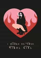 Fun Valentine's Day/Anniversary Card - Queer Cult Horror - Final Girl Feminist created by Sad Girl Illustration