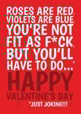 Cheeky Valentine's Day Card - Not Fit - You'll Have To Do created by @Cupsie's Creations