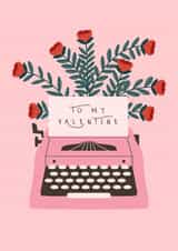 Classic Valentine's Day Card - Typewriter - Flowers created by Sad Girl Illustration
