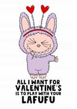 Cheeky Valentine's Day Card - Labubu - Play With Your Lafufu created by The Blunt Badger