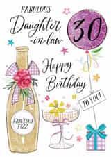 Traditional 30th Birthday Card - For Daughter-In-Law - Fabulous Fizz created by Katie Phythian Design