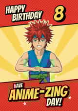 Fun Birthday Card - 8th - Anime Fighter created by @Cupsie's Creations