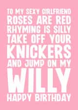 Naughty Birthday Card - For Girlfriend - Knickers created by Blind Faith