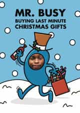 Personalised Christmas Photo Card created by Mr. Men - Funny Christmas Card - Mr. Busy - Last Minute Gifts
