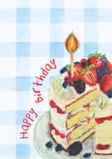 Handmade art Birthday Card - Birthday Cake and Candle - Happy Birthday created by Emmart Reid