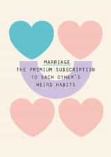 Funny Wedding Card – Subscription To Weird Habits created by Lola Design