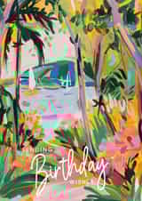 Arty Birthday Card – Colourful Coastal Landscape created by Lola Design