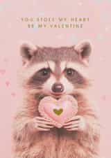 Cute Valentine’s Day Card – Raccoon - You Stole My Heart created by Lola Design